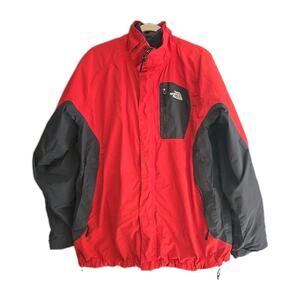 The North Face Hyvent Red Full Zip Hooded Lined Coat Warm Men's Size XL